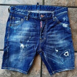 Dsquared2 Men's Shorts Denim Distressed Blue Size 44 Euro Size 34 Us